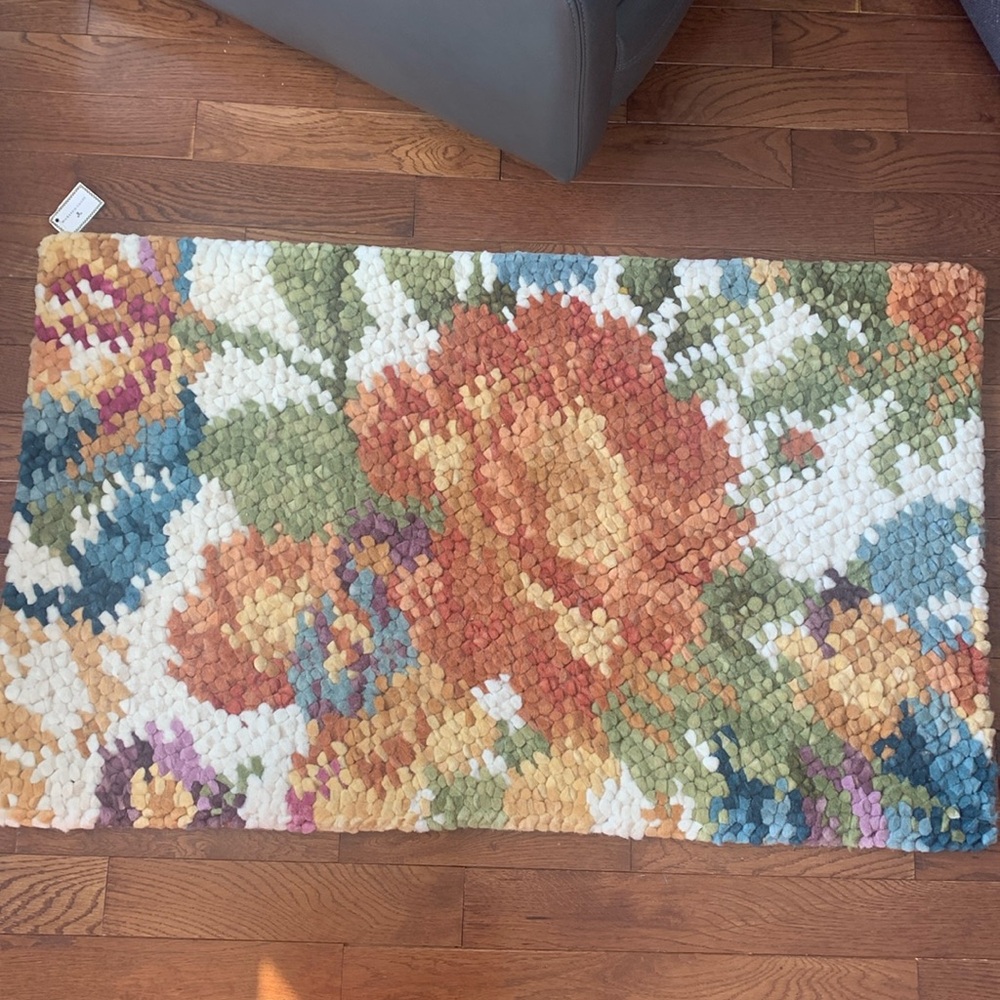 Mac-Kenzie Childs Autumn Flowers Rug-Ivory